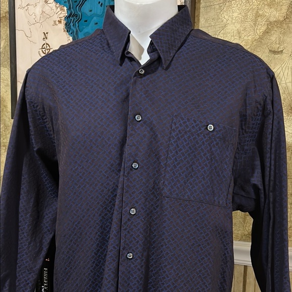 Ike Behar Blue Casual Button Down Shirt - Picture 3 of 11